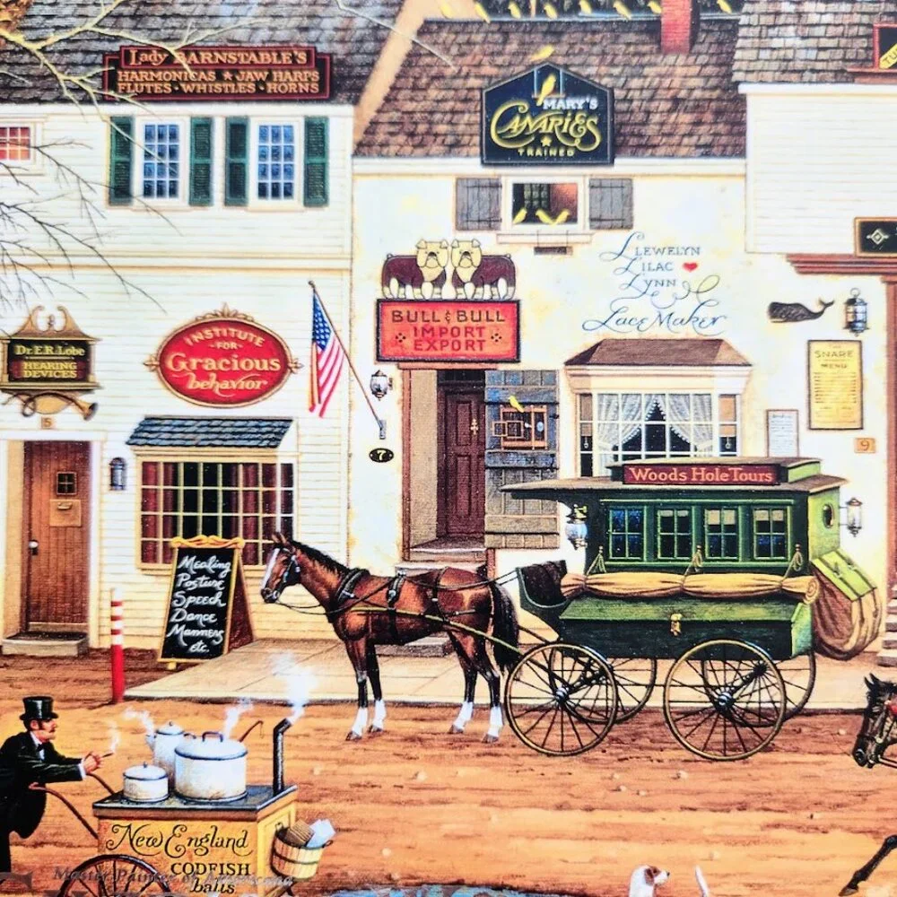 1000 Piece Jigsaw Puzzle Charles Wysocki Olde Cape Cod Horses Carriages